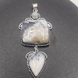 Silver and Gray Necklace with Natural Stones